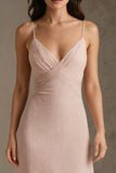 Robe formelle fourreau à bretelles spaghetti rose