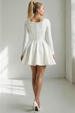 Robe Carrée En Satin Trio Courte Robe Blanche