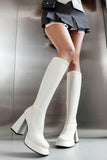 Bottes hautes noires à talons hauts à plateforme épaisse