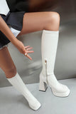 Bottes hautes noires à talons hauts à plateforme épaisse