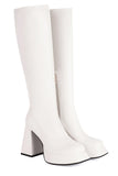 Bottes hautes noires à talons hauts à plateforme épaisse