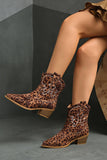 Bottines de cow-girl brodées à bout pointu léopard marron