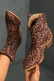 Bottines de cow-girl brodées à bout pointu léopard marron
