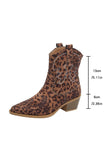 Bottines de cow-girl brodées à bout pointu léopard marron