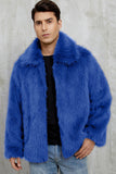 Manteau d’hiver court en fausse fourrure moelleuse noire pour hommes