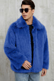 Manteau d’hiver court en fausse fourrure moelleuse noire pour hommes