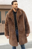 Fausse fourrure marron revers cranté Long manteau d’hiver pour homme