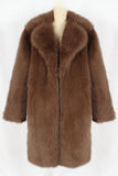 Fausse fourrure marron revers cranté Long manteau d’hiver pour homme