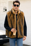 Gilet d’hiver en fausse fourrure gris clair pour hommes