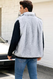 Gilet d’hiver en fausse fourrure gris clair pour hommes