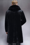 Manteau long à capuche en fausse fourrure noire pour homme