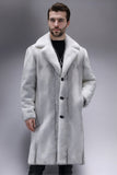 Gris clair revers crantés fausse fourrure Long manteau pour homme