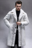 Gris clair revers crantés fausse fourrure Long manteau pour homme