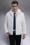 Manteau à capuche blanc épais en fausse fourrure pour homme