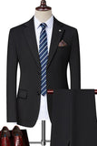 Noir Cranté Revers Singel Breasted 2-Piece Hommes Costumes