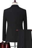 Noir Cranté Revers Singel Breasted 2-Piece Hommes Costumes