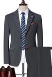 Noir Cranté Revers Singel Breasted 2-Piece Hommes Costumes