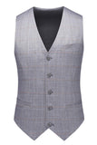 Gris 3 pièces revers crantés simple boutonnage hommes costumes