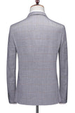 Plaid gris revers cranté 3 pièces Costumes formels pour hommes