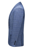 Hommes Bleu foncé à carreaux crantés revers 3 pièces Costumes de bal