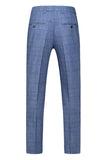 Hommes Bleu foncé à carreaux crantés revers 3 pièces Costumes de bal