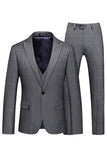 Gris à carreaux à pointe revers 3 pièces pour hommes Costumes formels