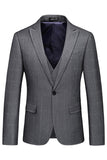 Gris à carreaux à pointe revers 3 pièces pour hommes Costumes formels