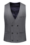 Gris à carreaux à pointe revers 3 pièces pour hommes Costumes formels