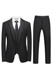 Hommes Violet Simple Boutonnage Cranté Revers 3 Pièces Costumes de Bal