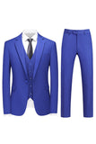 Hommes Violet Simple Boutonnage Cranté Revers 3 Pièces Costumes de Bal