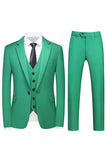 Hommes Violet Simple Boutonnage Cranté Revers 3 Pièces Costumes de Bal