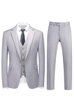 Hommes Violet Simple Boutonnage Cranté Revers 3 Pièces Costumes de Bal