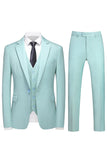 Hommes Violet Simple Boutonnage Cranté Revers 3 Pièces Costumes de Bal