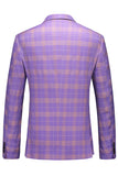 Hommes Violet Rayé Cranté Revers 3 Pièces Costumes de Bal