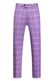Hommes Violet Rayé Cranté Revers 3 Pièces Costumes de Bal