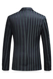 Hommes gris vert rayé pointu revers 3 pièces costumes de bal