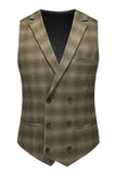 Homme Vert Armée Rayé Pointu Revers 3 Pièces Costumes Formels