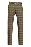 Homme Vert Armée Rayé Pointu Revers 3 Pièces Costumes Formels