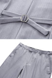 Gris clair 3 pièces à revers crantés Costumes formels pour hommes