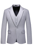 Gris clair 3 pièces à revers crantés Costumes formels pour hommes