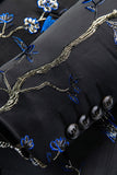 Bleu et noir à revers crantés Jacquard 2 pièces costumes de bal pour hommes