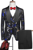 Châle violet revers Jacquard 3 pièces costumes de bal pour hommes