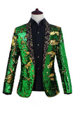 Châle scintillant revers violet et bleu Blazer de bal pour homme à paillettes