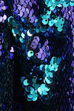 Châle scintillant revers violet et bleu Blazer de bal pour homme à paillettes