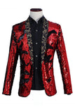 Châle scintillant revers violet et bleu Blazer de bal pour homme à paillettes
