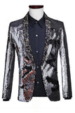 Châle scintillant revers violet et bleu Blazer de bal pour homme à paillettes