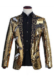 Châle scintillant revers violet et bleu Blazer de bal pour homme à paillettes