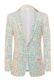 Champagne scintillant revers cranté 2 pièces costumes de bal pour hommes avec paillettes