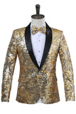 Blazer de bal à revers châle rouge à paillettes scintillantes pour homme