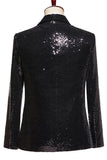 Paillettes noires 2 pièces à revers en pointe Costumes de bal pour hommes